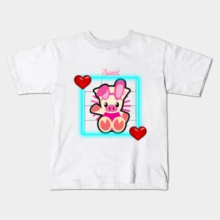 Cute Baby Pig Bunny Kids T-Shirt